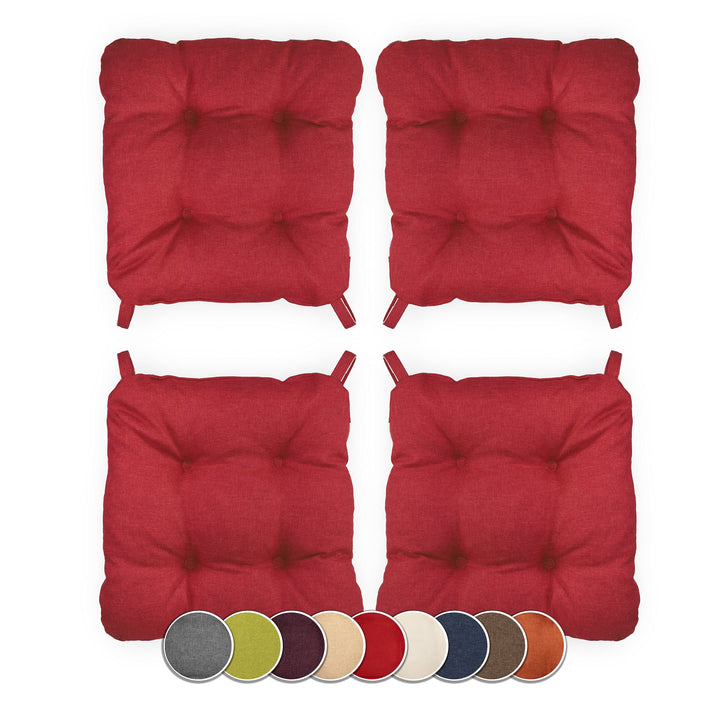 sunnypillow 4er Set Stuhlkissen mit Klettverschluss Masse: 40 (vorne) | 35 (hinten) x 40 x 8 cm Pols