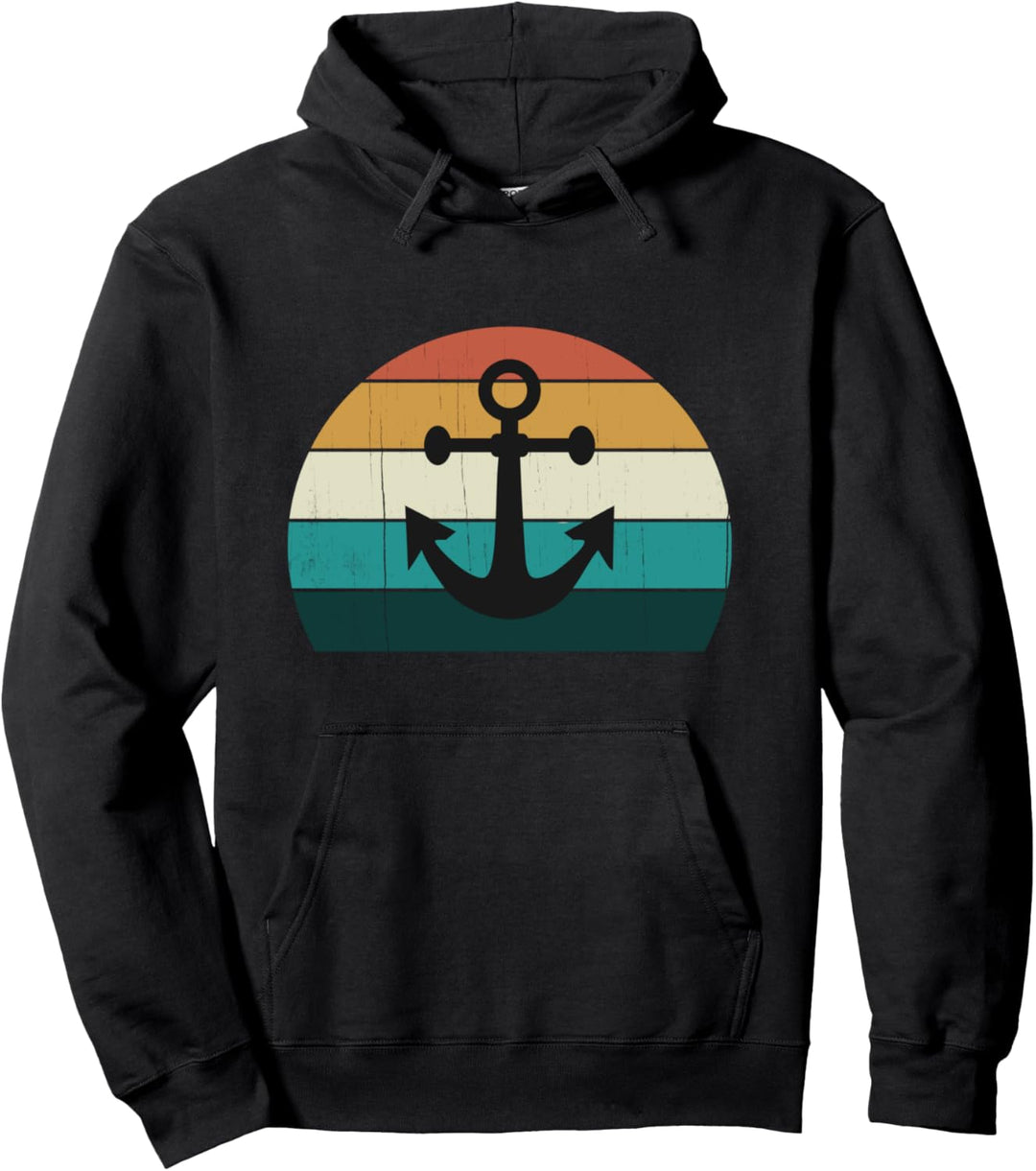 Retro Anker Sonnenuntergang Meer Familienkreuzfahrt Pullover Hoodie