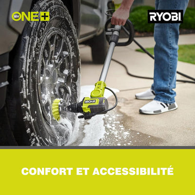 RYOBI 18 V ONE+ Akku-Nass-Reinigungsbürste RWTS18-0 (teleskopierbar bis 1,4m, 15 cm Borstenkopf, Max