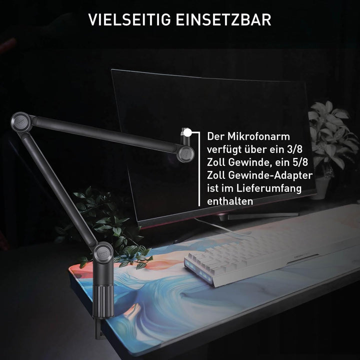 CHERRY XTRFY NGALE BOOM ARM, Robuster Mikrofonarm aus Aluminium, Integriertes Kabelmanagement, 3/8 Z