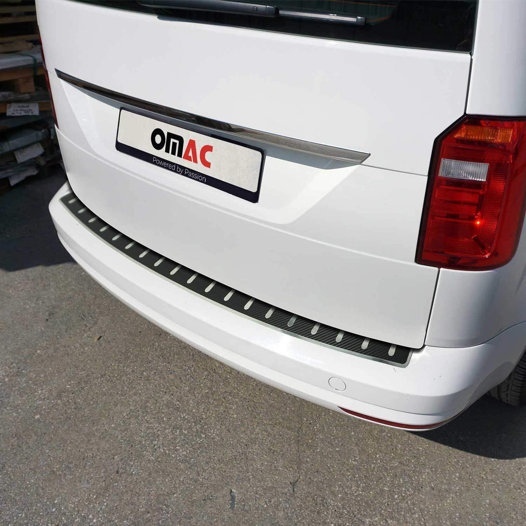 OMAC Ladekantenschutz Stossstange kompatibel mit VW Caddy 2015-2020 Edelstahl Kohlefaserfolien Edels