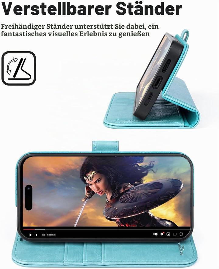 OCASE iPhone 15 Pro Max Hülle(2in1) Leder Stossfestes Case [Abnehmbare magnetische Hülle] [Kabellose