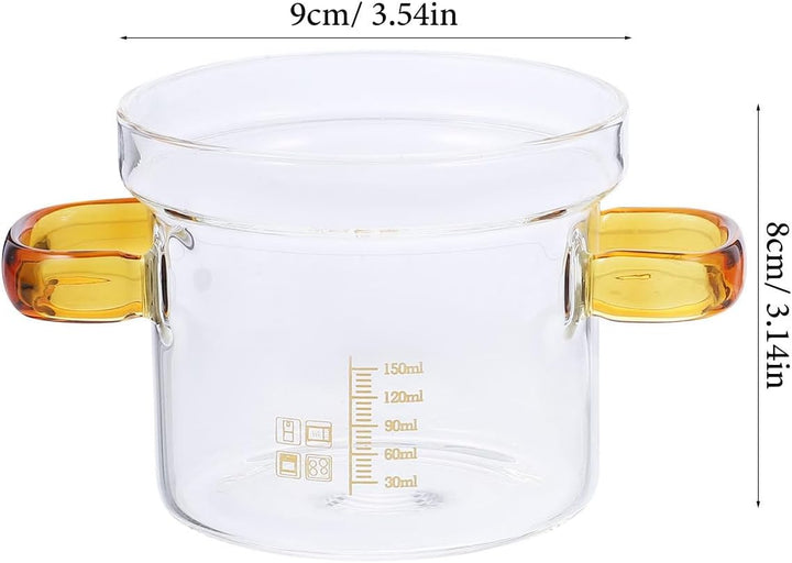 DOITOOL Glas Mit Deckel Und Doppelgriff Hitzebeständiger Kleiner Kochtopf 3.54In Transparenter Suppe