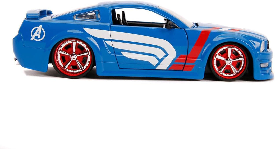 Jada Toys 253225007 Marvel, 2006 Ford Mustang GT, Spielzeugauto, Türen, Kofferraum, Motorhaube zum Ö