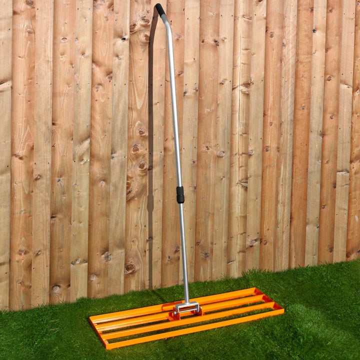 Rasenrakel 100cm x 32cm Levelingrake Rasen Rake Rakel zum Sanden Stahl Orange Flächenebener Verzinkt