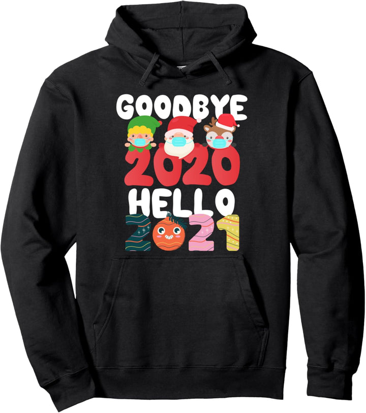 Frohes Neues Jahr 2021 Gesichtsmaske Weihnachten Pyjama Pullover Hoodie