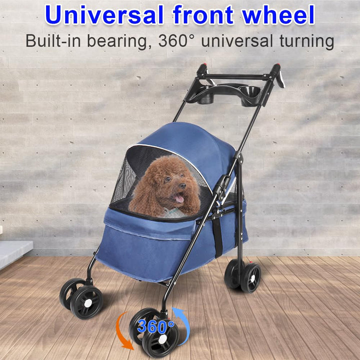 Homewell Klappbarer Haustierwagen mit Getränkehalter, Hundewagen & Katzenwagen, Leicht & Bequem mit