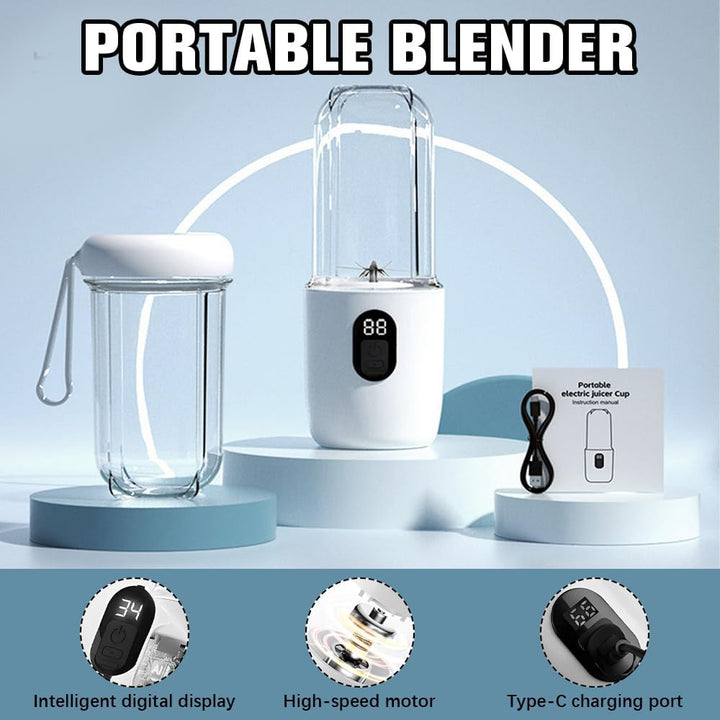 Tragbarer Mixer Smoothie Maker, 500 ml Mixer Smoothie Maker to Go mit Digitalanzeige, 16-Blatt, USB