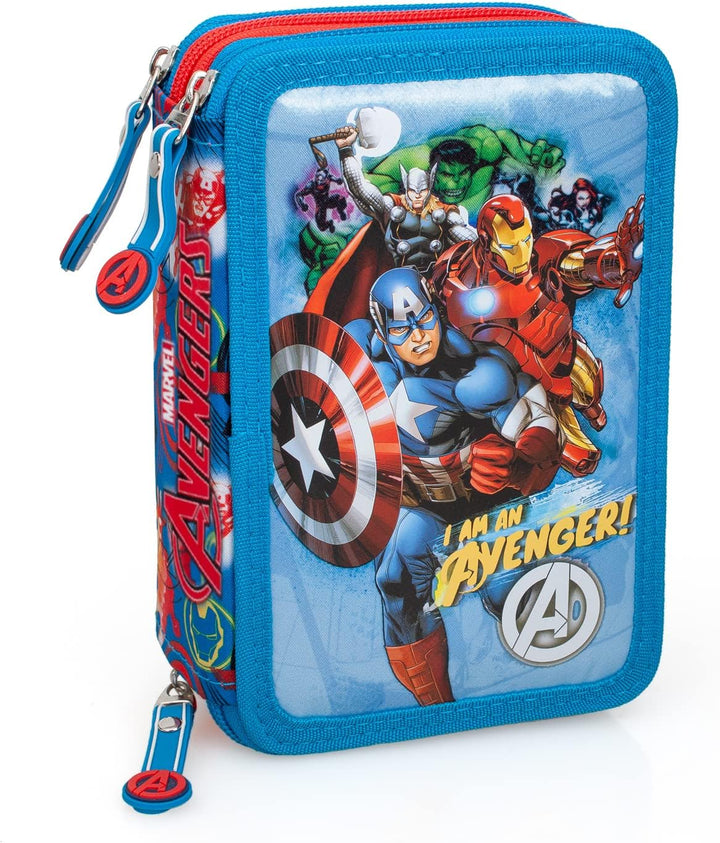 Ragusa-Trade Avengers Hulk Captain America Iron Man Thor, 3-Fach Federtasche Federmappe, 44 TLG. gef