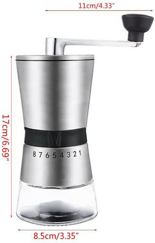 Edelstahl Kaffee MüHle Konischer Kaffeemühle mit Mahlgradeinstellung Manuelle Kaffeemühle 15×8,5×21,