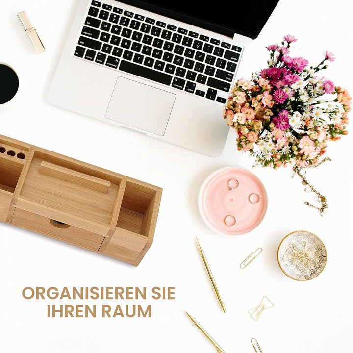 Schreibtisch-Organizer aus Bambus | Aufbewahrung, aufgeräumter Desktop für Büro, Zuhause | Holz-Orga
