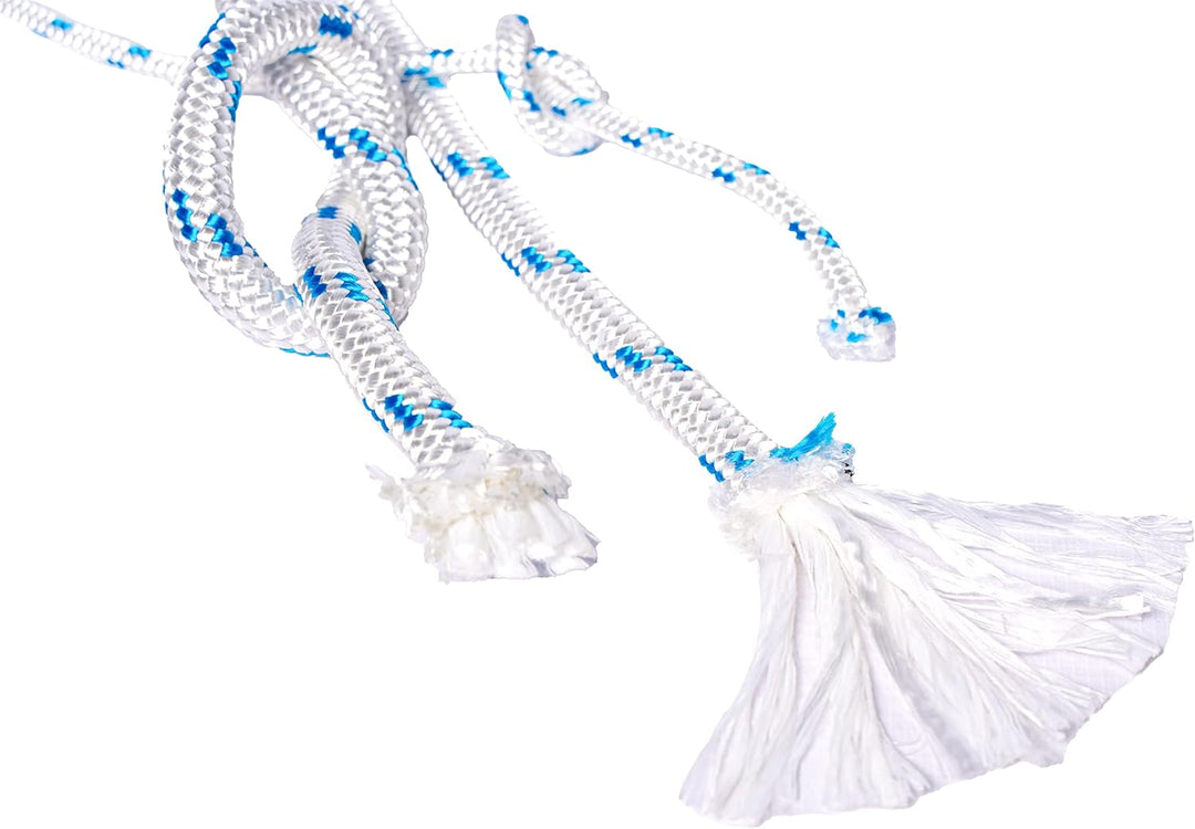 Seil 6 mm x100 m - Polyesterseil, Weiss/Blau, festmacherleine, allzweckseil, Strick, Leine, flechtle