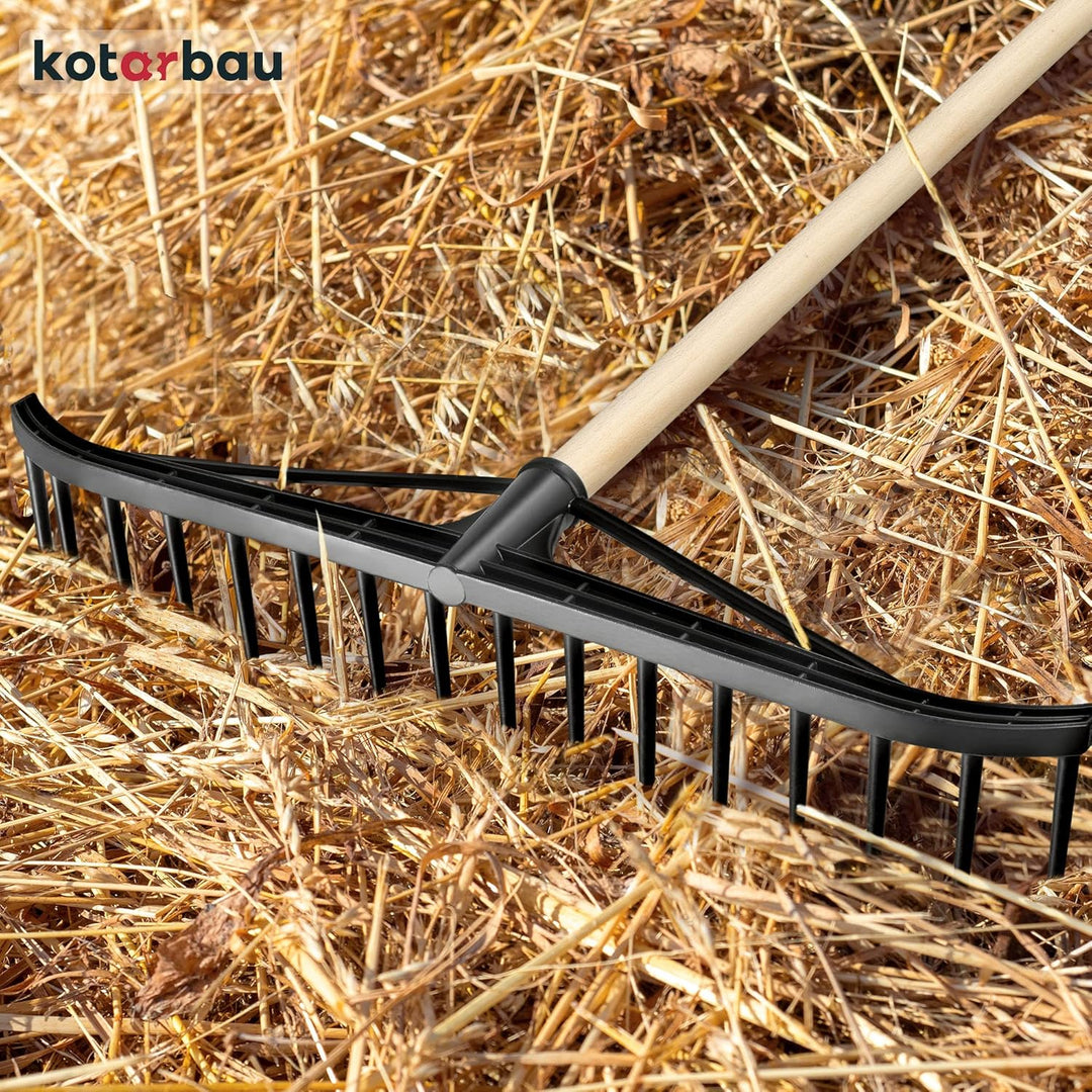 KOTARBAU® Heurechen - 55 cm - mit Holzstiel 1,52 m - Laubrechen Kunststoff - Rechen für Garten - Lau