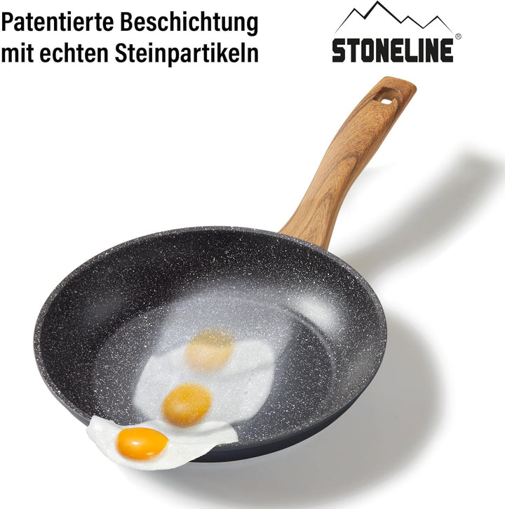 STONELINE Back to Nature Bratpfanne 24 cm, Made in Germany, antihaft beschichtete Pfanne mit echten