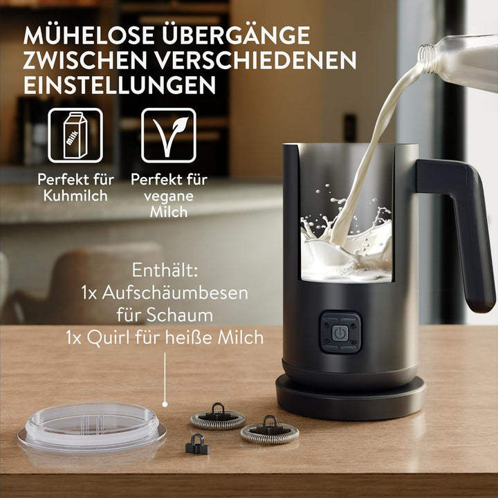 Navaris Elektrischer Milchaufschäumer 4 in 1 - Mit 2 Rührbesen - Automatische Abschaltung - Milchsch