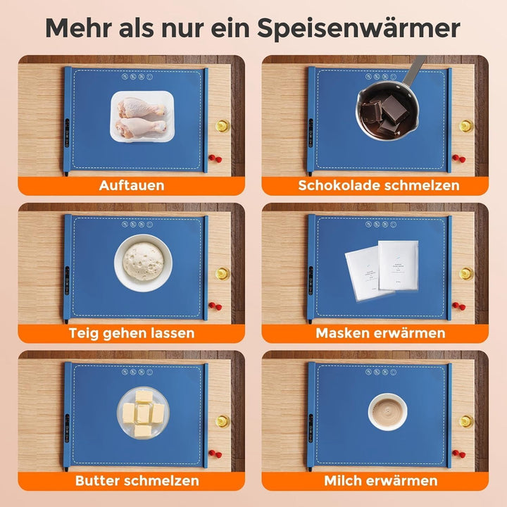GOPLUS Warmhalteplatte elektrisch, Speisewärmer Silikon für Lebensmittel, Tragbare Wärmematte mit au
