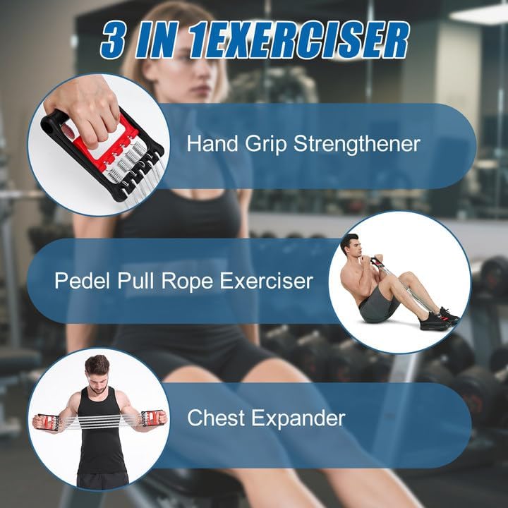 COVVY 3 in 1 Multifunktionale Sportgerät Bauchtrimmer + Handgreifer + Expander mit 5 Federn für Brus