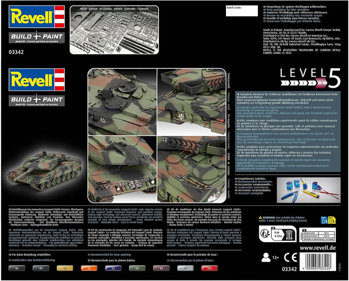 Revell Modellbausatz I Leopard 2 A6M+ I Detailreicher Level 5 Panzerbausatz I 250 Teile I Massstab 1