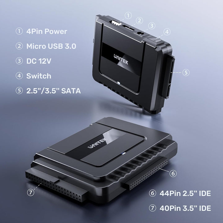 UNITEK Unitek IDE SATA zu USB Festplattenadapte, USB SATA IDE Externer Festplattenleser für 2,5/3,5
