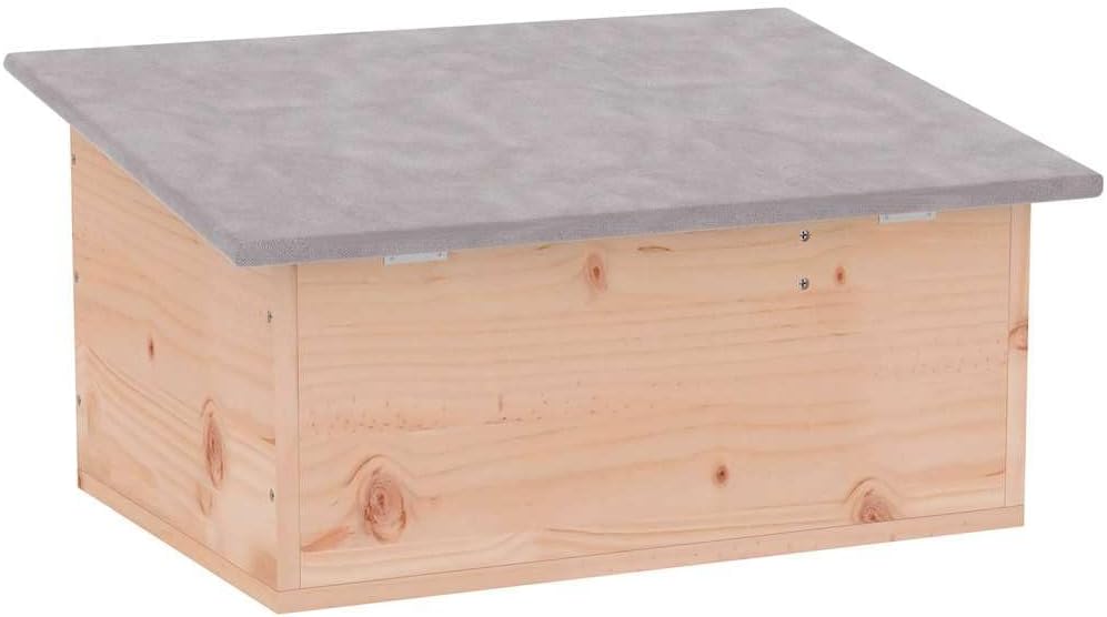 Igelhaus aus massivem Tannenholz 45x33x22 cm mit wasserdichtem Polyesterdach und Labyrinth-Eingang,