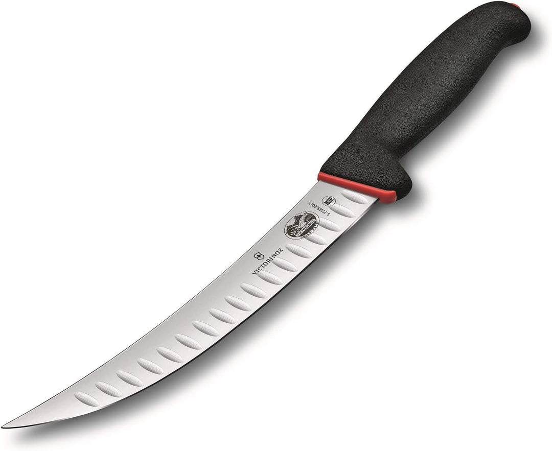 Victorinox Fibrox Dual Grip Schlachtmesser, Swiss Made, Kullenschliff, gebogene, schmale Klinge, sch