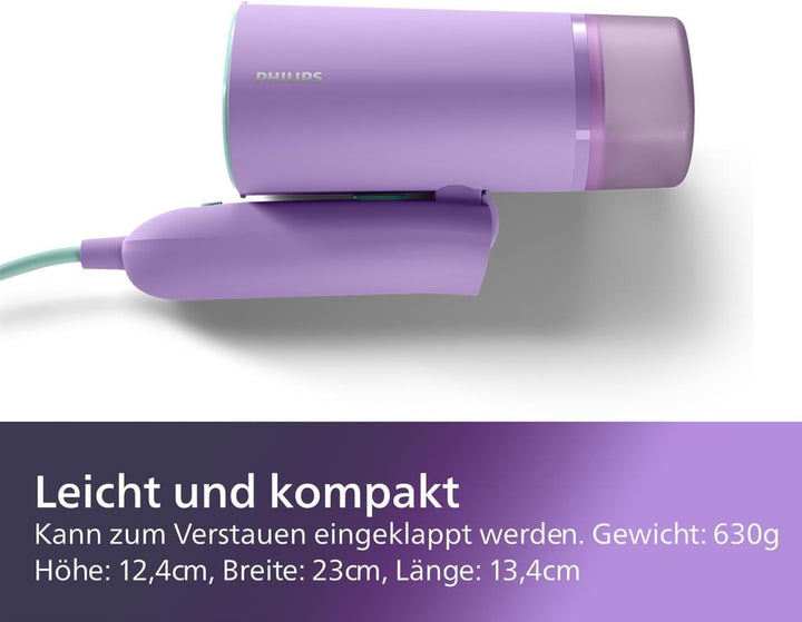 Philips 3000-Serie Tragbarer Dampfglätter - 1000 W, Dampfleistung 20 g/min, 100ml Wassertank, Kein B