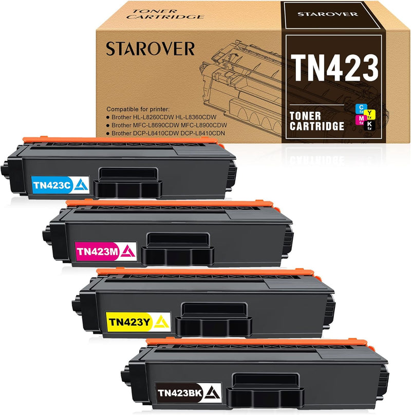 STAROVER TN423 Toner Kompatibel als Ersatz für Brother TN-423 TN-421 TN423BK TN423C TN423M TN423Y, T