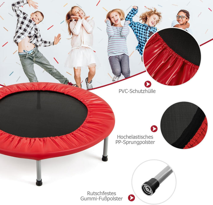 GOPLUS Trampolin Indoor, Ø97cm Fitnesstrampolin bis 150 kg belastbar, Kindertrampolin klappbar mit r