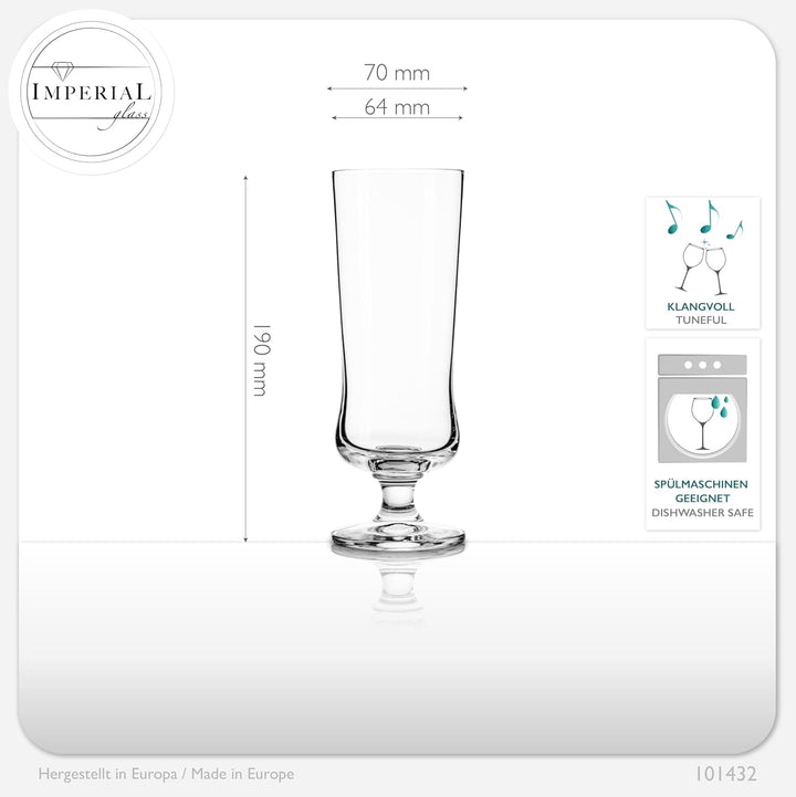 IMPERIAL glass Elegante Cocktailgläser aus Crystalline Glas 380ml Set 6-Teilig Longdrinkgläser Eiska
