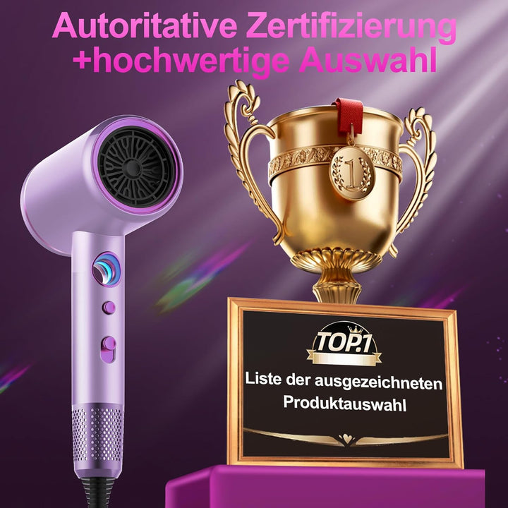 Tisoutec Föhn,Fön,Haartrockner Profi Ionen mit AC Motor 2400W Reisefön Diffusor|Haarfön 4-in-1|Heiss