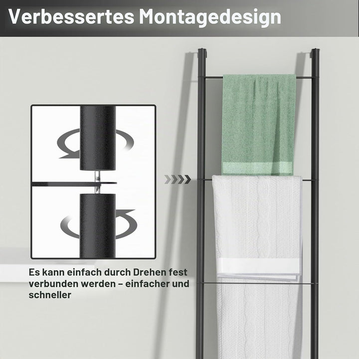 pickpiff Handtuchhalter Stehend aus Schwarz Metall – Handtuchleiter für Dekoratives Badezimmer, Wohn