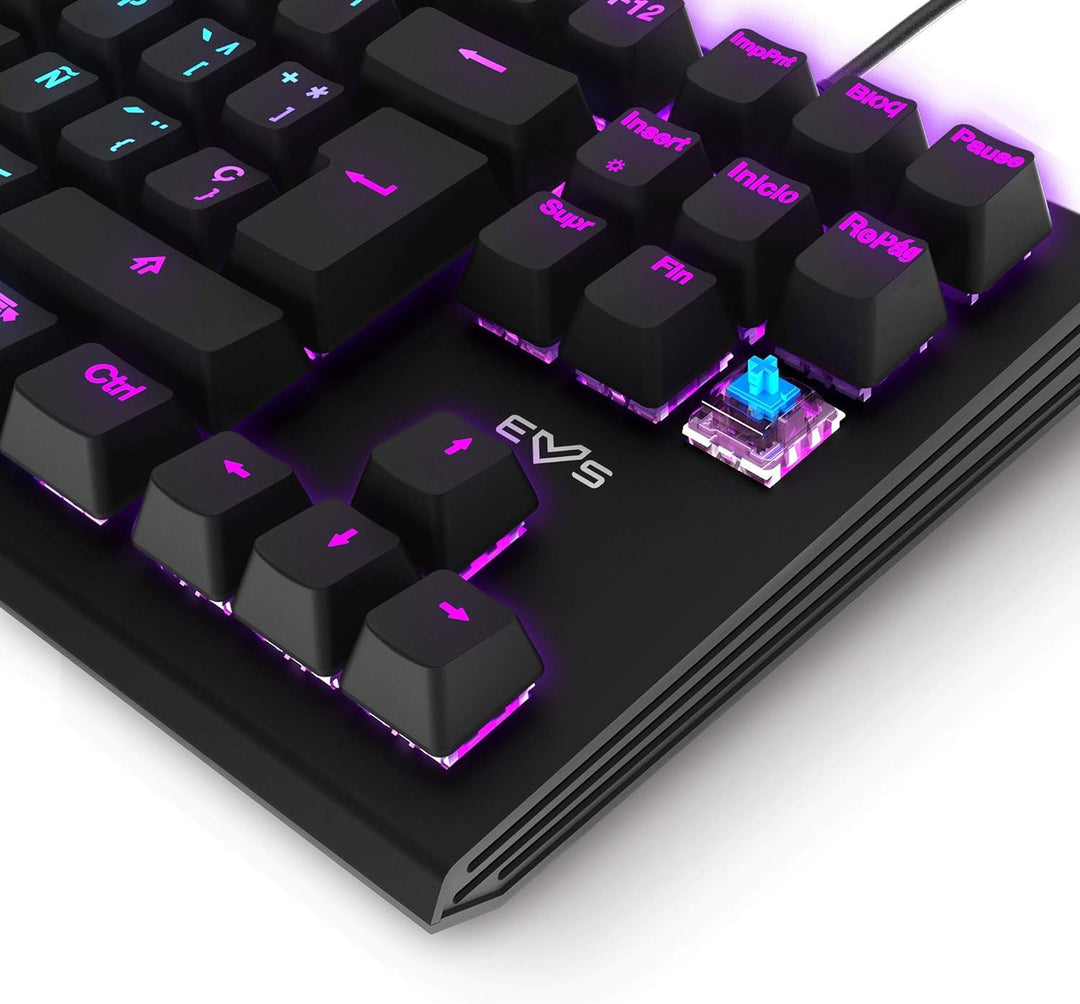Energy Sistem Gaming Tastatur ESG K6 Mechanik (USB-Tastatur, LED Regenbogen Effekt Lichter, TKL Mech