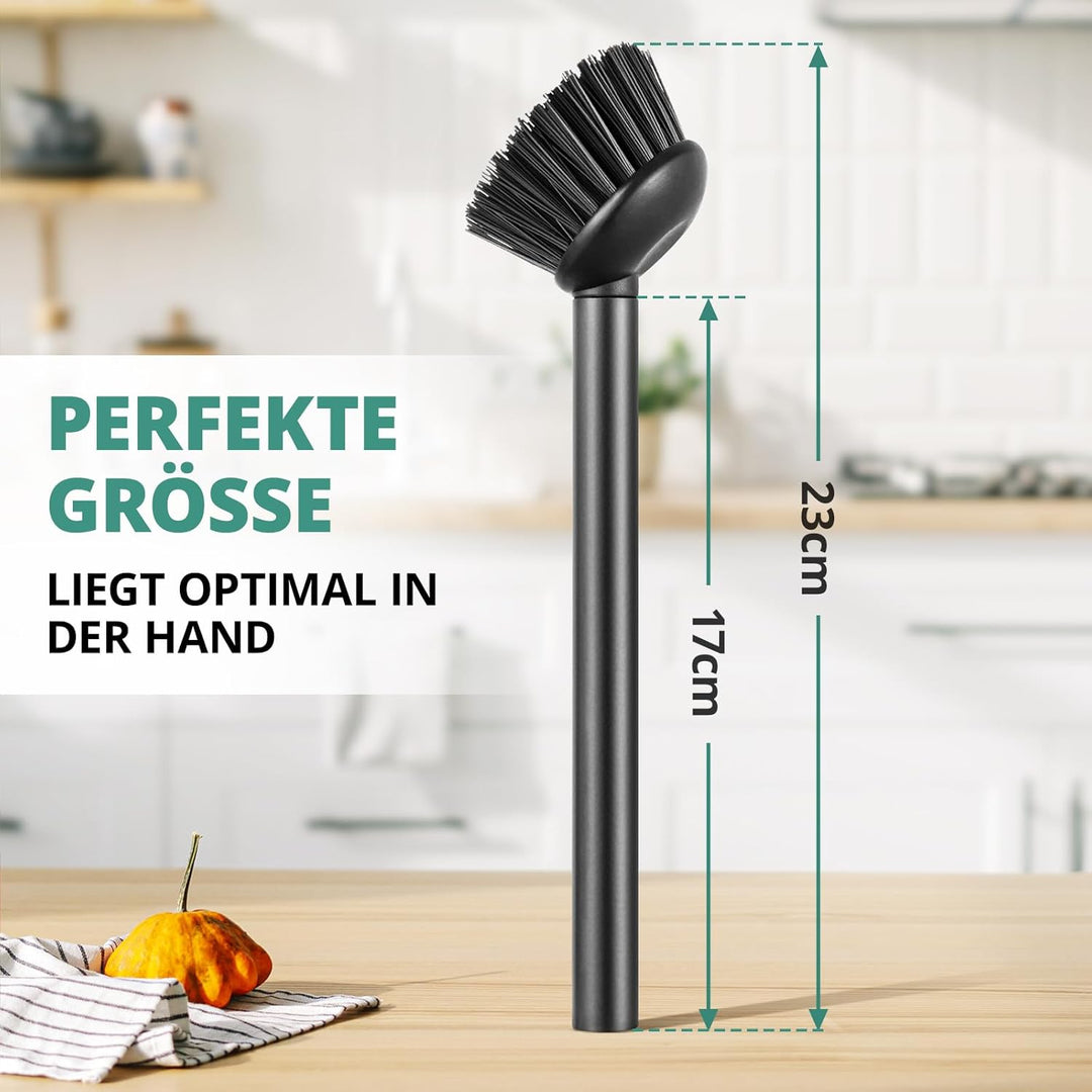 Spülbürste 3er Pack schwarz I Langer Griff I Modernes Design, minimalistisch I Küchenbürste handlich