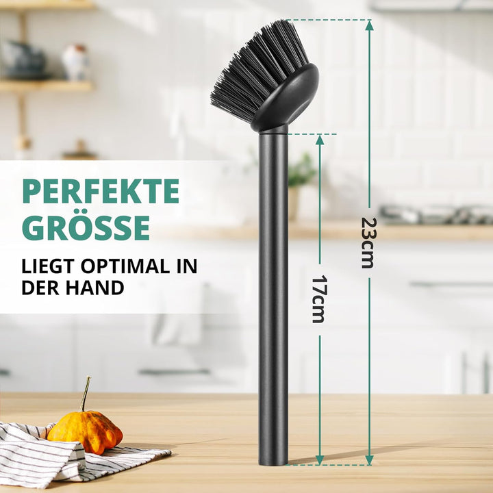Spülbürste 3er Pack schwarz I Langer Griff I Modernes Design, minimalistisch I Küchenbürste handlich