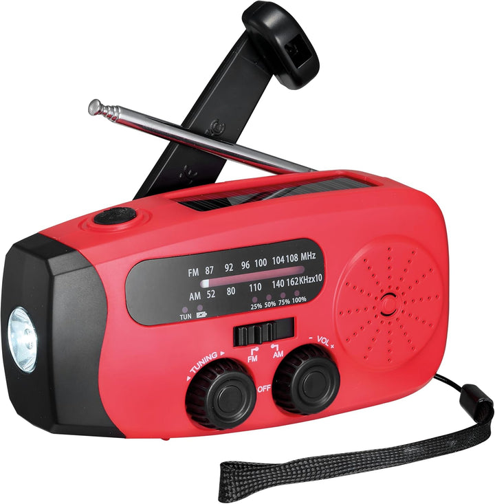 Notfall-Solarradio | NFS-2005 | Kurbel, Akku, USB, Taschenlampe, Powerbank, Outdoor, Camping, Klein,