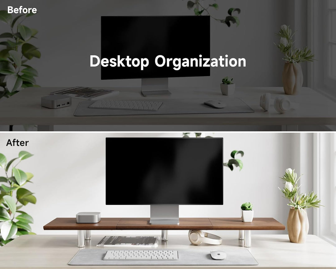 Fenge Grosser Monitorständer 100cm Dual Monitor Stands Riser mit Höhenverstellbarem Bein,Multifunkti