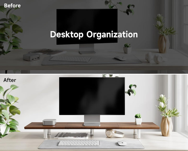 Fenge Grosser Monitorständer 100cm Dual Monitor Stands Riser mit Höhenverstellbarem Bein,Multifunkti