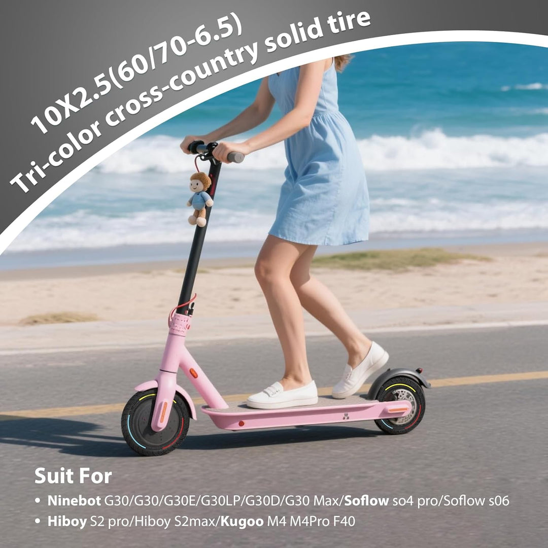 10×2.5 Zoll E Scooter Solid Reifen，10 Zoll Elektroroller Vollgummireifen für Ninebot Max G30 G30P G3