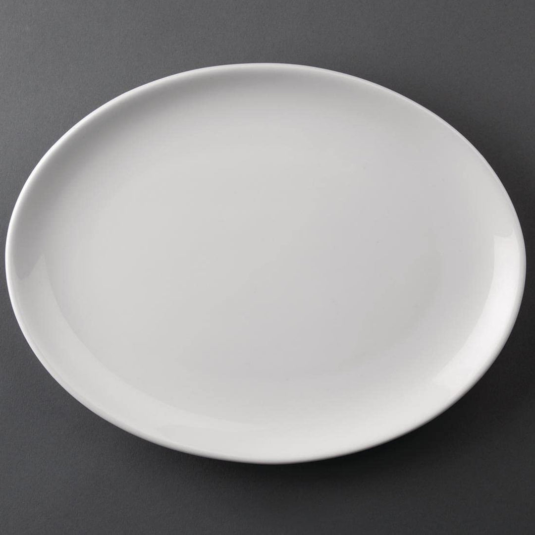 Olympia Athena Hotelware Ovaler Coupe Teller - 254x197mm 10x7 3/4" (Box 12), Weiss