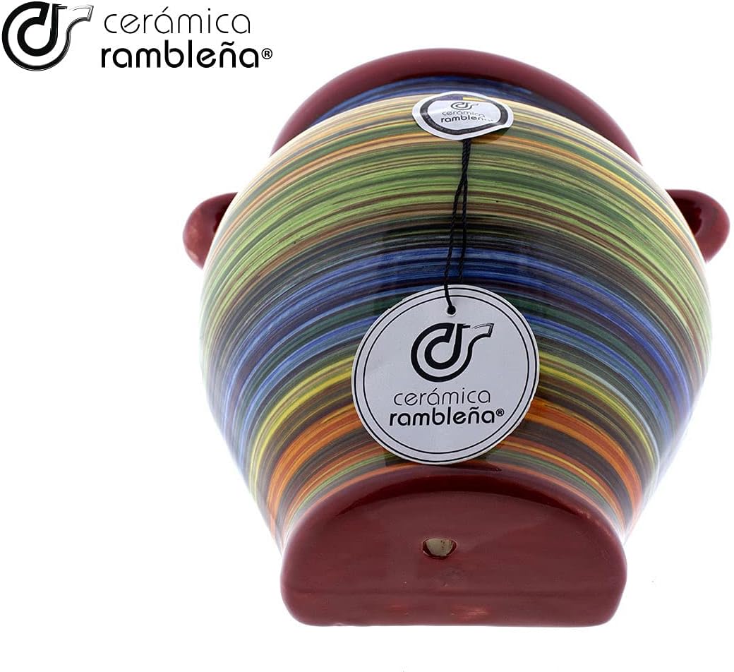 CERÁMICA RAMBLEÑA | Hängetöpfe Orza | Wandtöpfe | Regenbogen Wandtopf - Modell D95 | 100% Handdekori