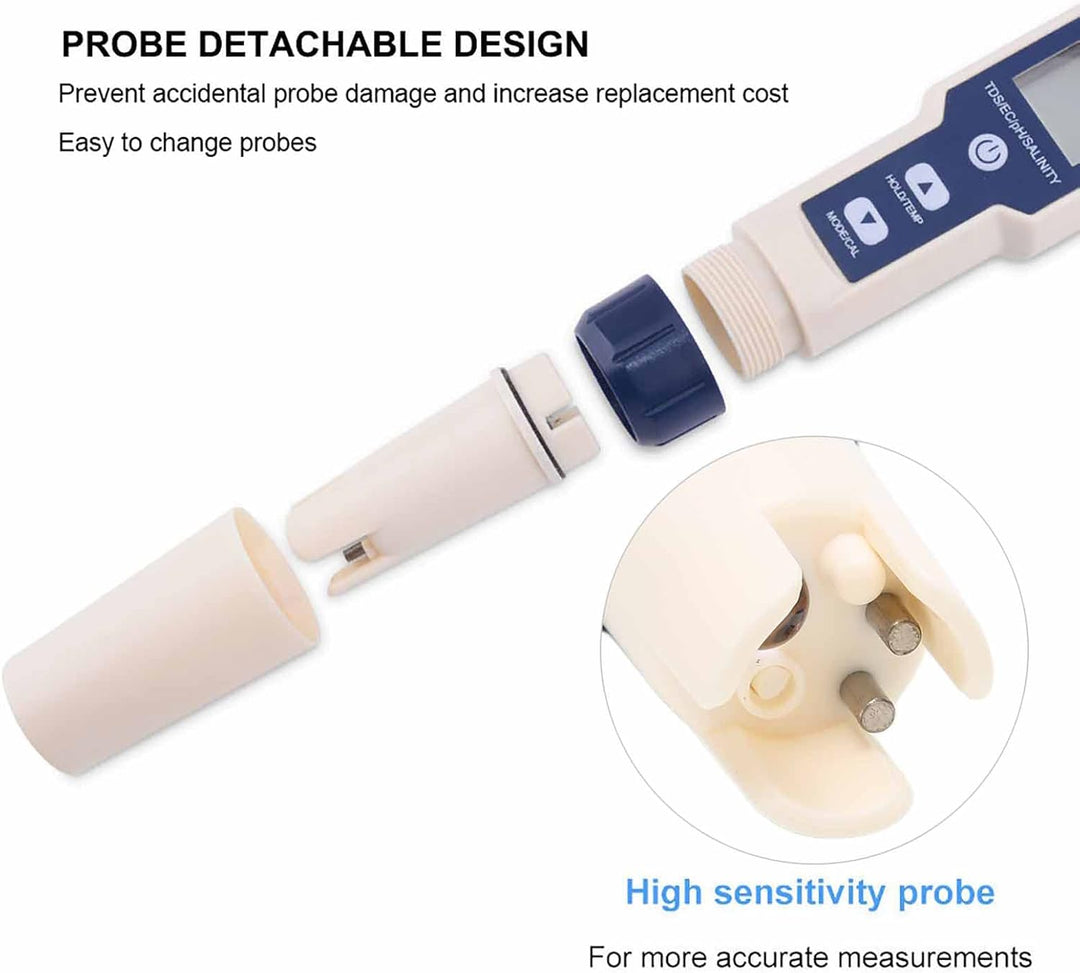 TOPINCN Wasserqualitätsprüfgerät,5in1 multifunktionale tragbare Digitale Wasserqualität Tester PH/Sa