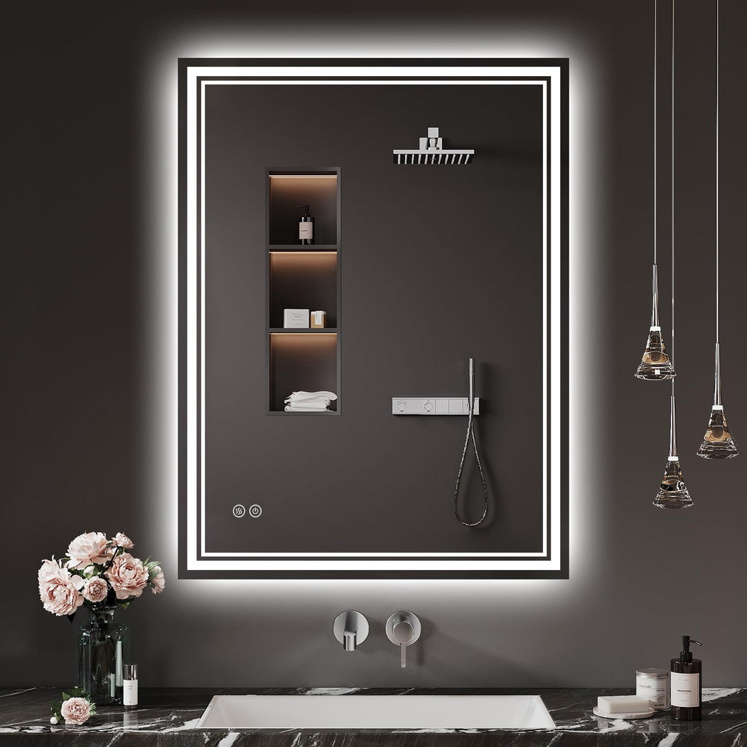 Badspiegel-mit-Beleuchtung 60x80cm - LED Badezimmerspiegel Badezimmer Spiegel mit Beleuchtung, Besch