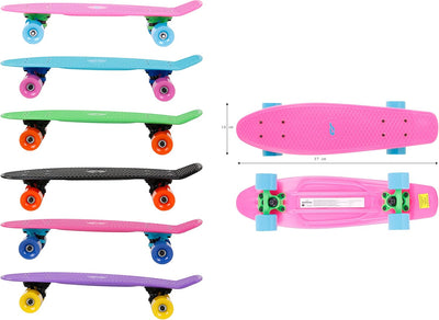 Skateboard Mini Cruiser Board, Komplettboard, Retro-Style für Kinder & Jugendliche, Komplettboard, P