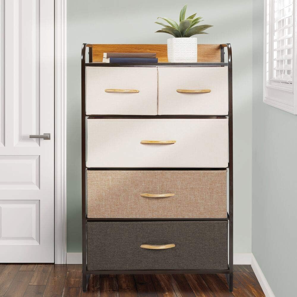 mDesign Kommode mit 5 Schubladen – hoher Schubladenschrank für Schlafzimmer, Wohnzimmer oder Flur –