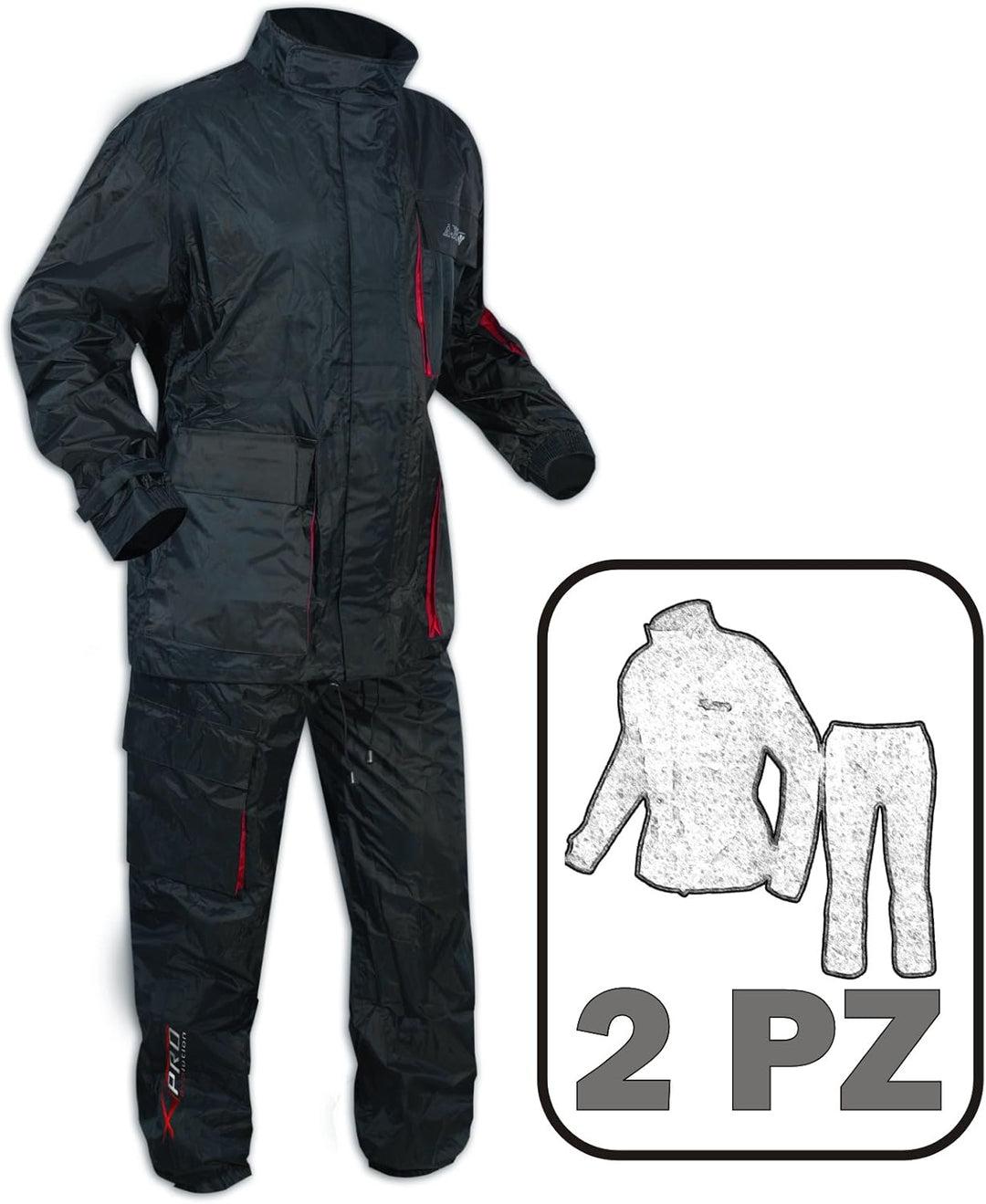 A-Pro Motorradkombi Roller Motorrad Regen Hosenanzüge Jacke Überanzug Schwarz XS XS Schwarz, XS Schw