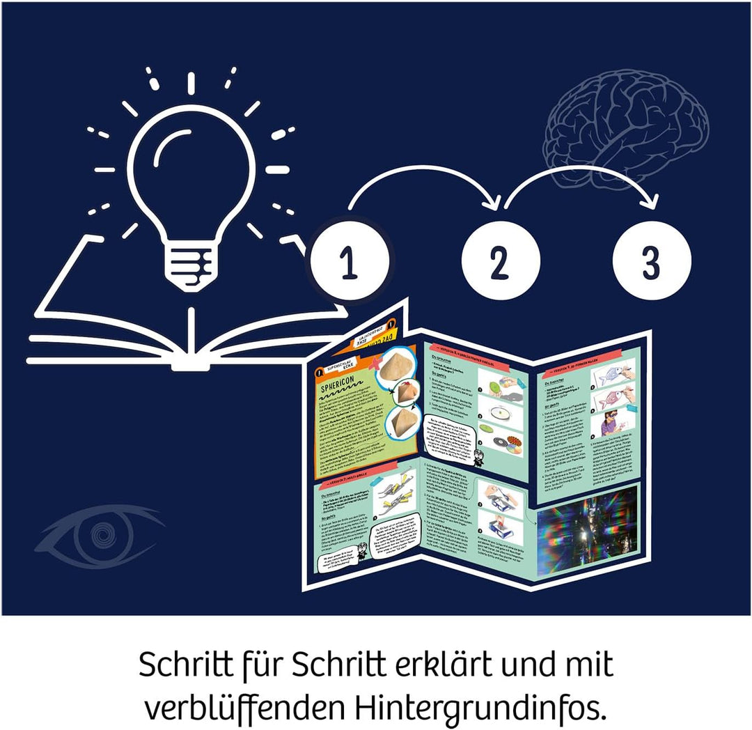 KOSMOS 617530 Fun Science Brain Tricks, mehrsprachige Anleitung, Experimente mit optischen Täuschung