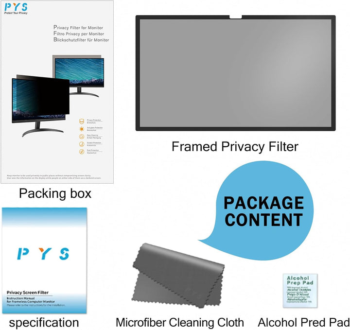 PYS Blickschutzfolie für Apple iMac 24 Zoll M1 Monitor Selbstklebend Abnehmbar Blickschutzfilter Ble
