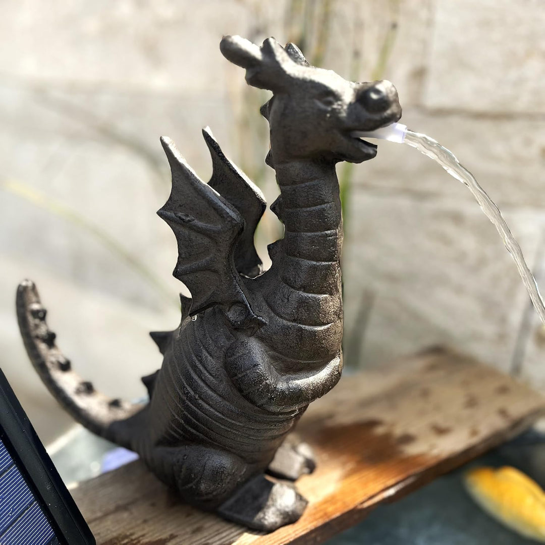 powershop11 Wasserspeier Drache Guss mit Solarpumpe
