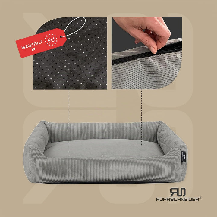 Rohrschneider Katzenbett Cordstoff mit Spielkugelset (Grau, feiner Cordstoff) Grau feiner Cordstoff,