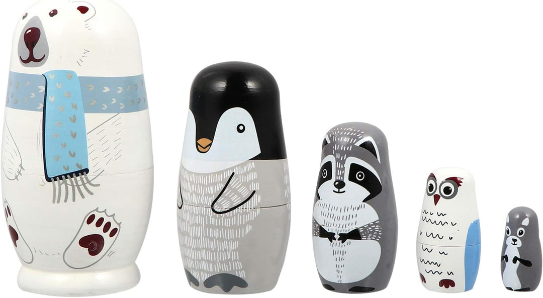 HEALLILY 5 Stück Matryoshka Babuschka Holz Klassisch Russische Matroschka Puppen Bär Figur Verschach